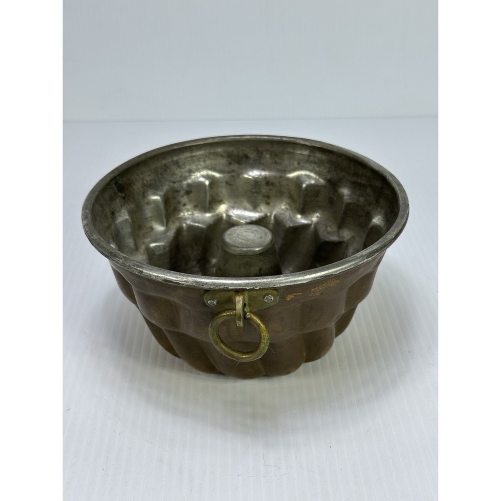 Vintage French Copper Tin‎ Lined Jelly Pudding Aspic Cake Mold Mould Pan